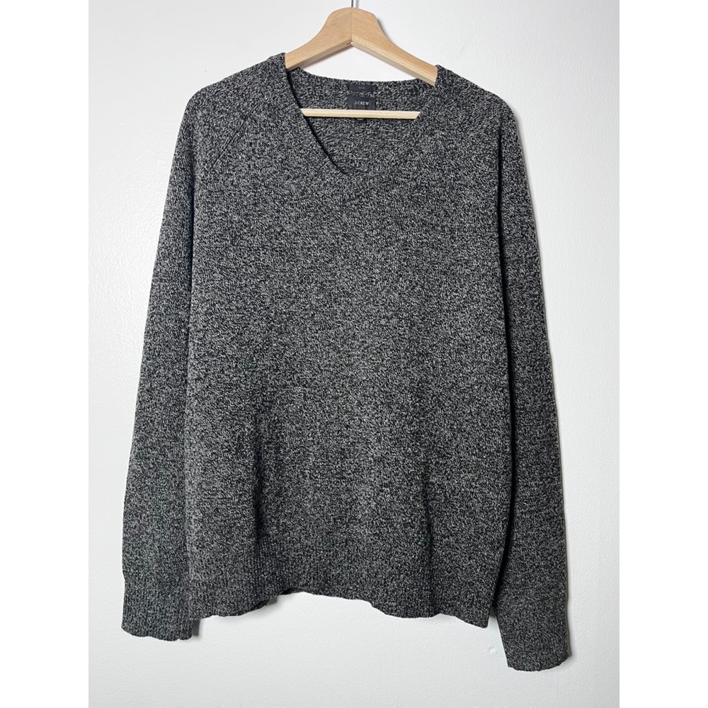 J.‎ Crew Men's Lambswool V-Neck Slim Fit Sweater Gray Pullover Knit size large